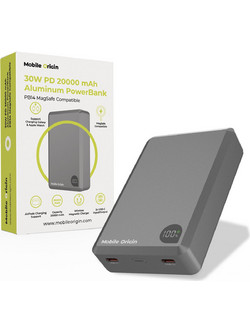 Mobile Origin PB14 Magsafe Power Bank 20000mAh 30W με 2 Θύρες USB-C Power Delivery Grey