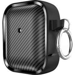 Sonique Carbon Brushed Θήκη Σιλικόνης με Γάντζο για Apple AirPods 1 / 2 Μαύρη