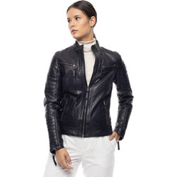 Leather 100 Γυναικείο Μπουφάν Χειμωνιάτικο Δερμάτινο Κοντό Μαύρο 49-W-GIZELA