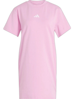 Adidas Essentials 3-Stripes Tee Mini Καλοκαιρινό Αθλητικό Φόρεμα Ροζ KR6360