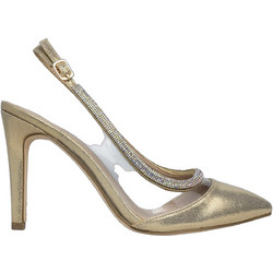 Menbur Γόβες Slingback Δερμάτινες με Τακούνι Στιλέτο με Στρας Χρυσές 23691