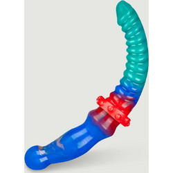 Textured Διπλό Dildo 35.5cm Μπλε Πράσινο
