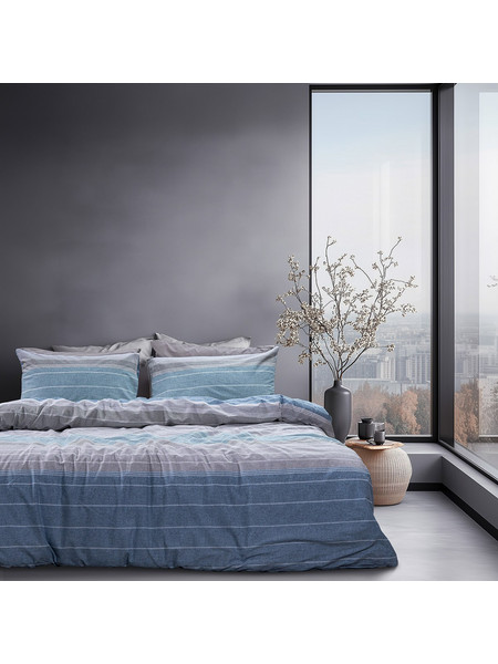 Beauty Home Σετ Σεντόνια Υπέρδιπλα Βαμβακερά 240x265 Glory Art 12373 Γκρι Μπλε