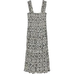 Vero Moda Midi Καλοκαιρινό Καθημερινό Φόρεμα Μεταξωτό Μαύρο Λευκό 10282481