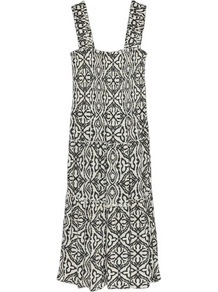 Vero Moda Midi Καλοκαιρινό Καθημερινό Φόρεμα Μεταξωτό Μαύρο Λευκό 10282481
