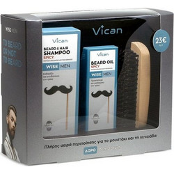 Vican Beard & Hair Shampoo 200ml + Beard Oil 30ml + Beard Brush