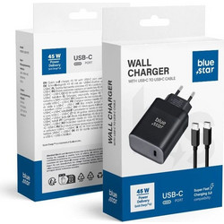 Blue Star TFB-TC Φορτιστής με Καλώδιο USB-C με Θύρα USB-C 45W Quick Charge 4.0 & Power Delivery
