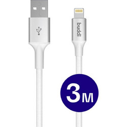 Buddi Braided USB-A to Lightning Cable 12W 3m White 8719246497476