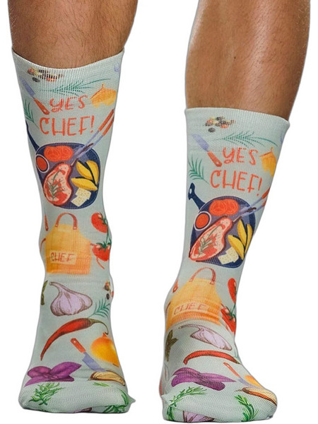 Wigglesteps Yes Chef Ανδρικές Κάλτσες Ψηλές με Σχέδια Πράσινο Mint