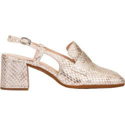 Wonders Γόβες Slingback Δερμάτινες με Χοντρό Χαμηλό Τακούνι Χρυσές H-6803