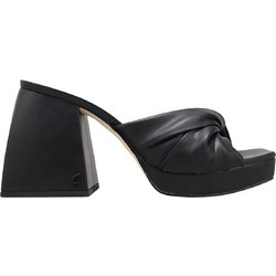 Sam Edelman Γυναικεία Πέδιλα Δερμάτινα Μαύρα με Χοντρό Ψηλό Τακούνι και Φιάπα I0539S1-001