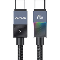 Usams SJ775 Braided LED USB-C to USB-C 240W 1.2m Black