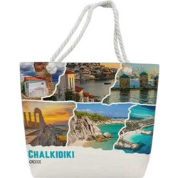 Tradesor Chalkidiki Υφασμάτινη Τσάντα Θαλάσσης Ώμου Πολύχρωμη 37x48cm 871921