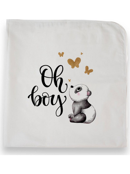 Bonjour Bebe Panda Oh Boy Πάνα Αγκαλιάς Χασέ Λευκή 75x75cm