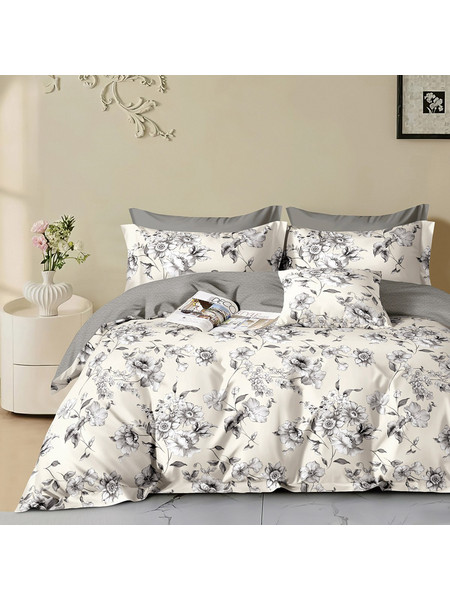 Beauty Home Σετ Σεντόνια Υπέρδιπλα Βαμβακοσατέν 230x260 Memories Art 12683 Μπεζ