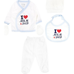 Misimosi Σετ Ρούχων για Νεογέννητο Αγόρι Love Mum & Dad Γαλάζια 5τμχ