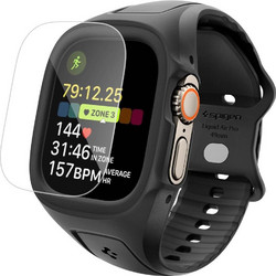Spigen Liquid Air Pro Θήκη Σιλικόνης Tempered Glass με Λουράκι για Apple Watch Ultra 49mm Μαύρη
