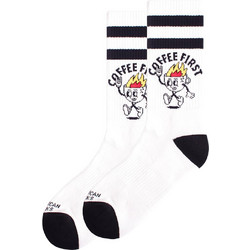 American Socks Coffee First Ανδρικές Κάλτσες Ψηλές με Σχέδια Λευκές AS331