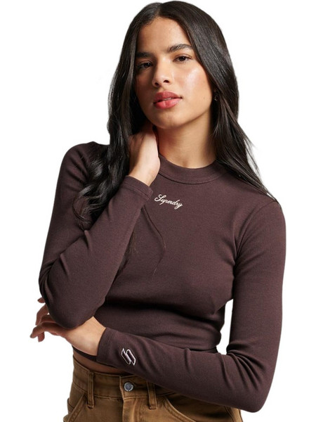 Superdry Γυναικείο Χειμερινό Crop Top Ριπ Σοκολατί W6011656A-8PZ