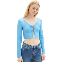 Tom Tailor Γυναικείο Καλοκαιρινό Crop Top Ριπ Γαλάζιο 1035373-18395