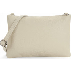 Passaggio Leather Γυναικεία Τσάντα Χιαστί Δερμάτινη Μπεζ με Στενό Λουρί 5306-KR-03