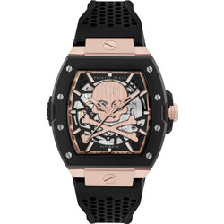 Philipp Plein The Skeleton Ανδρικό Ρολόι Αυτόματο με Μαύρο Καουτσούκ Λουράκι PWJFA0225