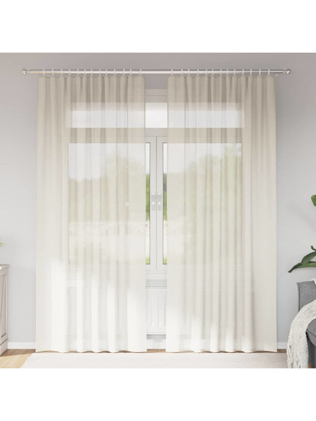 vidaXL Σετ Κουρτίνες Παραθύρου με Γάντζους 140x245 2 τμχ 4102179 Κρεμ