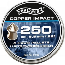 Walther Walther 4.1935 Copper Impact 5.5 Βολίδες Pellets Αεροβόλου 5.5mm Μολυβένιες Επιχαλκωμένες 1.05g / 16.2gr 250τμχ