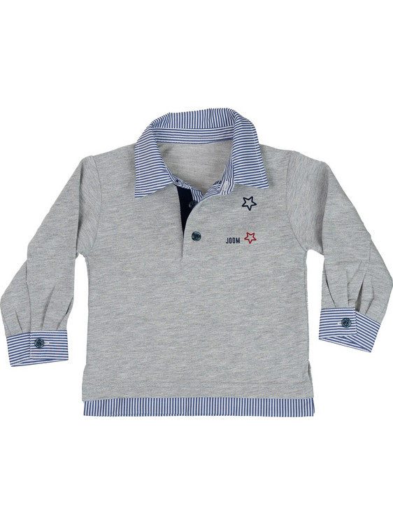 Joom Παιδικό Polo Μακρυμάνικο Γκρι Γαλάζιο 21222601