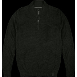 Double Ανδρική Πλεκτή Μπλούζα με Φερμουάρ Χακί KNIT-8014A