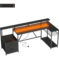 HOMCOM Γωνιακό Γραφείο Υπολογιστή Ξύλινο 192.5x80x86.5cm 836-671V90BK