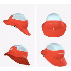 Compressport Καπέλο Bucket Υφασμάτινο Λευκό Πορτοκαλί 8805