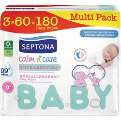 Septona Calm n' Care Μωρομάντηλα με Νερό Χωρίς Οινόπνευμα & Parabens 3x60τμχ