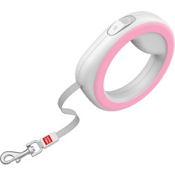 Waudog Ring Πτυσσόμενο Λουρί Σκύλου έως 40kg 2.9m Λευκό Ροζ