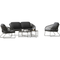 HomeMarkt Σετ Σαλόνι Κήπου Μεταλλικό 5τμχ Μαύρο HM6504.01