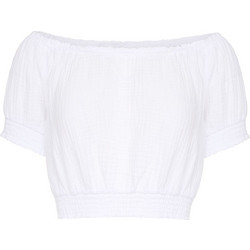 DKNY Γυναικείο Καλοκαιρινό Crop Top Λευκό DJ5W2110-WHT