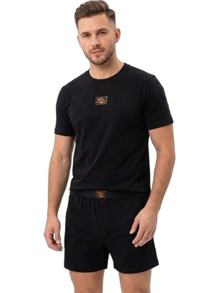 Hugo Boss Καλοκαιρινές Ανδρικές Πιτζάμες Βαμβακερές Μαύρες 50559742-006