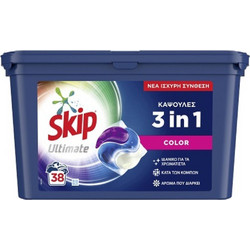 Skip 3 In 1 Color Απορρυπαντικό Πλυντηρίου σε Κάψουλες για Χρωματιστά 38 Πλύσεις