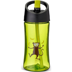 Carl Oscar Μαϊμού Παιδικό Παγούρι Πλαστικό BPA Free με Καλαμάκι Διαφανές Lime 350ml