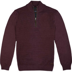 Double Ανδρικό Πουλόβερ με Φερμουάρ Μπορντό KNIT-58