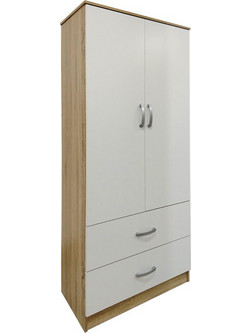 Klikareto Δίφυλλη Ντουλάπα Ρούχων Real Λευκή 80x42x180cm 001-00589