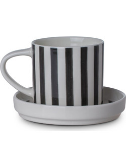 Estia Lines Φλιτζάνι Cappuccino Ελληνικού Καφέ & Τσαγιού Πορσελάνης Λευκό Μαύρο 300ml 07-35426