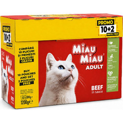 Miau Miau Adult with Beef in Gravy 12x100gr