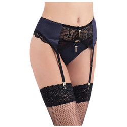 Milena By Paris Ζαρτιέρες με Δαντέλα See Through Μαύρες Navy Μπλε 5317