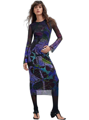 Desigual Midi Βραδινό Φόρεμα Navy Μπλε 26WWVK01-5025