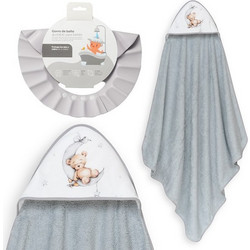 Interbaby Bear Σετ Βρεφικό Μπουρνούζι Κάπα Χακί Γκρι 100x100cm 2τμχ