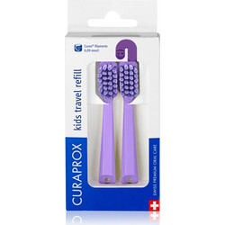 Curaprox Kids Travel Soft Ανταλλακτικές Κεφαλές Παιδικής Οδοντόβουρτσας 2τμχ Μωβ