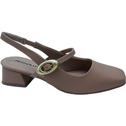 Piccadilly Ανατομικές Γόβες Slingback Δερμάτινες με Χοντρό Χαμηλό Τακούνι Nude 160104-9