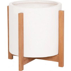 HomeMarkt Hoff Γλάστρα Εσωτερικού Χώρου Στρογγυλή Fiber Cement Λευκή 40x39cm HM4682.02M