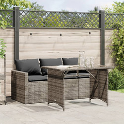 vidaXL Σετ Τραπεζαρία Κήπου Rattan 2τμχ Μπεζ Γκρι 366331